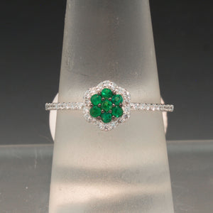 Cluster Emerald and Diamond Ring