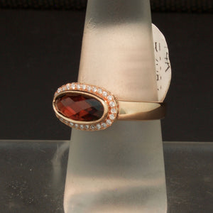 Rose Gold Red Garnet and Diamond Ring