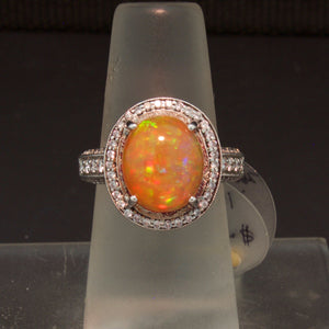 The Ultimate Mexican Fire Opal and Diamond Ring