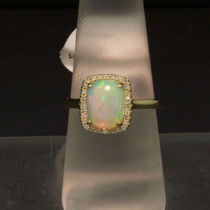 14K Yellow Gold Opal and Diamond Ring