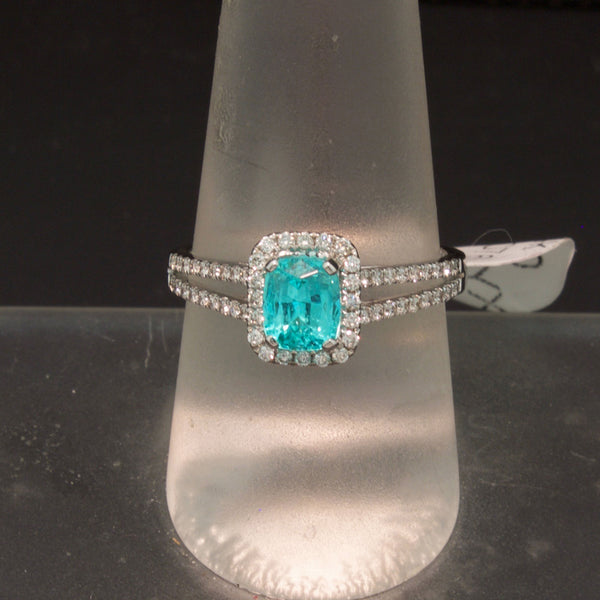 Incredible Rare Paraiba Tourmaline and Diamond Ring