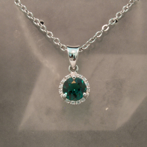 Green Tourmaline and Diamond Pendant