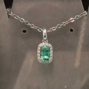 Light Green Tourmaline and Diamond Pendant