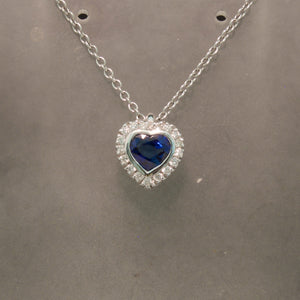 18K White Gold Blue Sapphire and Diamond Necklace