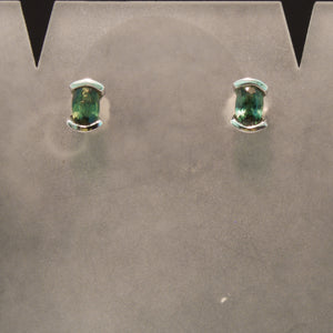 14K White Gold Teal Sapphire Stud Earrings